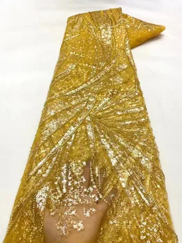 Свадебный Французский Тюль ручной работы, расшитый бисером, кружевная одежда, платье, Сетка, Сетчатая ткань, швейные ткани, поделки для свадебного платья