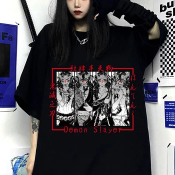 Крутая футболка с принтом аниме Hantengu Harajuku Demon Slayer, модная летняя рубашка унисекс