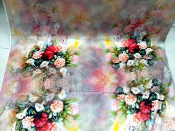 Новая модная женская компьютерная цифровая живопись сверхвысокого класса, тяжелая эластичная ткань из натурального шелка, сплетенная из розовых цветов, Оптом, Широкая