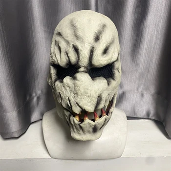 Латексная маска с подвижной челюстью страшного дьявола, жуткий монстр-демон, Хэллоуин, белый дьявол ужасов, реквизит для косплея, головные уборы