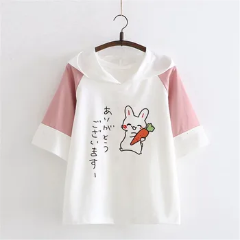 Модная футболка в стиле пэчворк для девочек, Топы для подростков Японии, уличная одежда, летняя футболка Femme Harajuku High Street, футболка с аниме Kawaii, уличная одежда