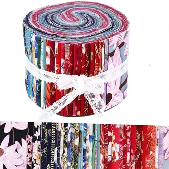 40 штук хлопчатобумажной ткани с многоцветным принтом 6,5*100 см, швейные ткани для лоскутных платьев, Рукоделие, Японское золотое тиснение, сделай сам,