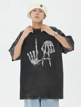 Американская тяжелая винтажная мужская футболка, которую можно стирать с короткими рукавами, Летний модный бренд Ins 2023, Лето большого размера
