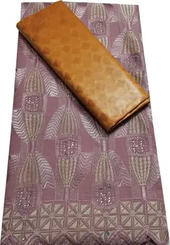 Ткань Guinea Bazin Rihce Brode Со 100% Хлопчатобумажной Швейцарской Кружевной Тканью Femme Robe Ткань Bazin Riche Brode 2,5 + 2,5 Ярда/Комплект HKM133