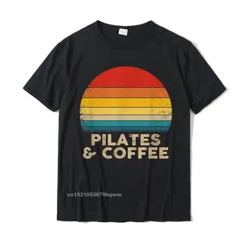 Забавный пилатес и кофе - футболка в винтажном стиле, хлопковая футболка для мужчин, повседневная футболка, новинка на день рождения