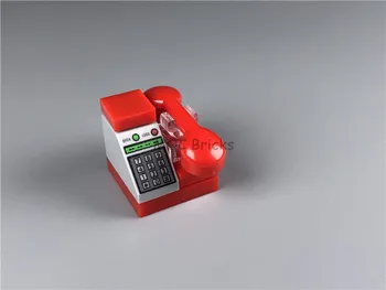 5 компл./лот, кирпичи MOC, красный стационарный телефон, наклон 2x1 с кнопками и рисунком клавиатуры, строительный блок 
