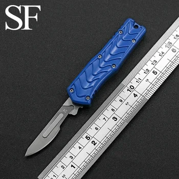 Мини-открытый карманный нож для самообороны OTF с 440 лезвиями, ручка из цинково-алюминиевого сплава, противоскользящий дизайн, Подвеска для ключей, Праздничный подарок