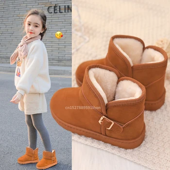 Новые плюшевые теплые детские ботинки для малышей, модные детские зимние ботинки для мальчиков и девочек, зимняя обувь для больших детей, ботильоны