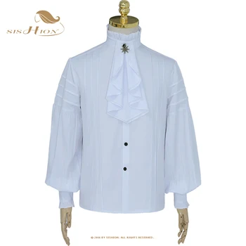 SISHION 2023 Мужская Одежда Эпохи Возрождения Рубашка Средневековый Стимпанк Пиратские Топы Chemise Homme Белые Винтажные Рубашки для Мужчин VD1986