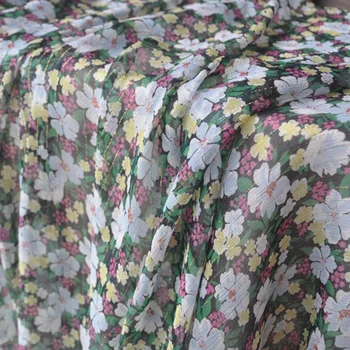 Струящаяся ткань с цветочным рисунком из шелкового жоржета, мягкий жаккардовый материал для платья и шарфа с металлическим рисунком 6 мм