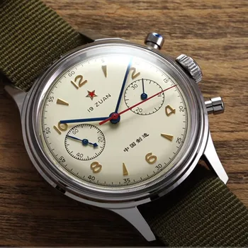 SEAKOSS 1963 Pilots ST19 Мужские часы с хронографом, ручной заводной механизм, акриловые сапфировые мужские механические наручные часы 38-40 мм