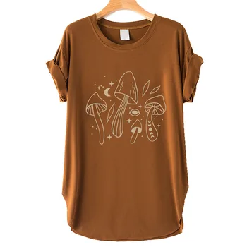 Seeyoushy, Повседневная модная женская футболка с грибным принтом, Летняя Новая женская футболка с разрезом сбоку, модная женская одежда Y2K, Топ