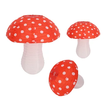 3шт Бумажных фонариков в форме грибов для тематического оформления дня рождения в стиле Forest Jungle Wonderland Подвесной 3D орнамент в виде грибов