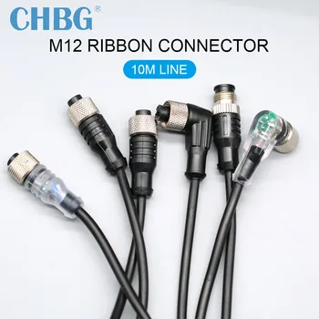 CHBG 10m Line M12 4 5 Контактов ПВХ светодиодный кабель датчика IP67 Тип разъема розетки A, водонепроницаемый мужской и женский фланец с прямым углом наклона
