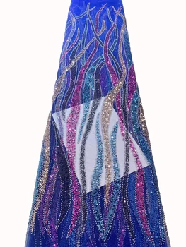 Новая изысканная многоцветная кружевная ткань с пайетками, высококачественная модная ткань для шитья платья с вышивкой пайетками