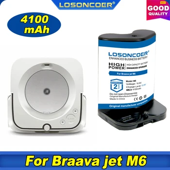 100% Оригинальный аккумулятор LOSONCOER 4100mAh для iRobot Braava Jet M6, аксессуары для робота-пылесоса, аккумулятор