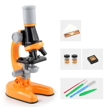 Детский Биологический микроскоп Комплект микроскопов Lab LED 100X-400X-1200X Домашняя Школьная Научная Развивающая игрушка В подарок для детей