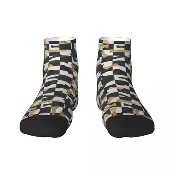 Забавные шахматные фигурки с рисунком, кожаные и золотые носки для мужчин, стрейчевые летние Осенне-зимние носки для шахматной доски