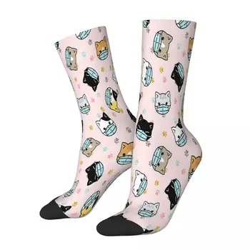 Карантинные розовые носки Kawaii Cat для врачей, Мужские И Женские Летние Чулки с принтом