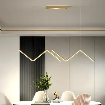Светодиодный подвесной светильник Simple Lines Золотисто-черный Подвесной светильник для кухни, гостиной, столовой, Подвесной светильник