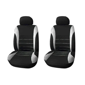2X Чехлы для передних автомобильных сидений, Готовые к использованию с подушкой безопасности, Спортивные Ковшеобразные Чехлы Для Сидений, Комплект автомобильных чехлов для сидений из 2 частей (черный + серый)