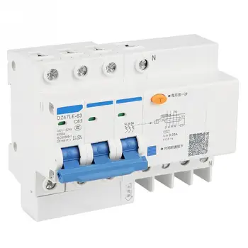 Высококачественный автоматический выключатель остаточного тока DZ47LE-63 3P + N C63 RCCB 230 В 63A 30 мА