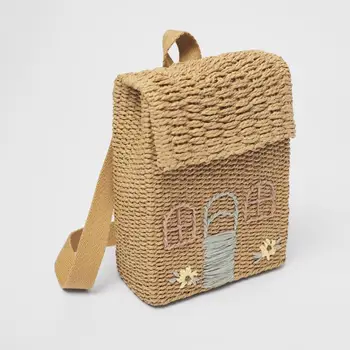 Детский рюкзак, Соломенная сумка для девочек, Школьная сумка Для студентов, Новая Детская сумка, Милый Маленький Домик, Тканый Рюкзак, Мини