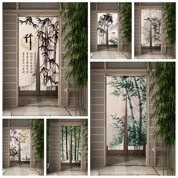 Китайская традиционная бамбуковая дверная занавеска, роспись тушью, шторы для перегородки кухни, столовой, драпировка, Полупрозрачный вход
