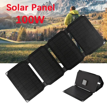 100 Вт Складные Солнечные Панели 5 В USB ETFE Высокоэффективное Водонепроницаемое Солнечное Зарядное Устройство для Мобильного Телефона Power Bank Tablet Solar Panel