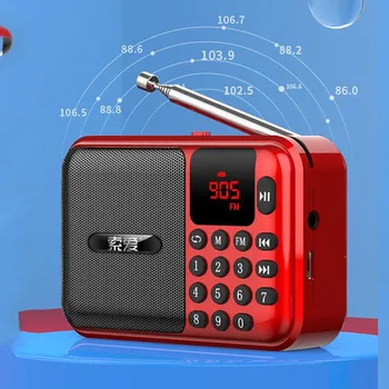 Мини FM-радио Портативное карманное радио Bluetooth Динамик со светодиодным дисплеем Поддержка съемного аккумулятора TF Карта U Диск 3,5 мм Гарнитура