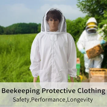 Куртка для пчеловодства, Белый Защитный костюм, Одежда Ant-Bee, Рукав Пчелиной шляпы, Дышащая Одежда для пчеловода, Оборудование для пчеловодства
