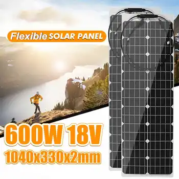600 Вт 18 В Гибкая Монокристаллическая Солнечная панель Зарядное устройство для солнечной батареи Водонепроницаемые Солнечные элементы для дома, автомобиля, яхты, RV Зарядное устройство для аккумулятора