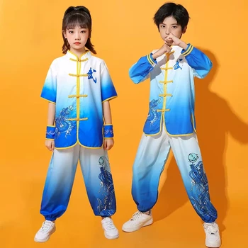 Новая детская одежда hanfu для боевых искусств, тренировочная форма, одежда для выступлений в китайском стиле, одежда для выступлений для мальчиков и девочек