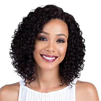L Синтетический кудрявый парик женский натуральный кудрявый афро Парик для чернокожих женщин Темно-каштановые волосы с завитками афроамериканский парик для женщины