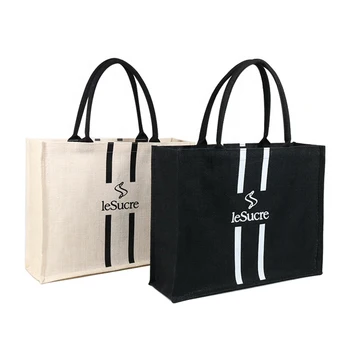 100шт Женских сумок с логотипом на заказ, большие сумки из мешковины, роскошная джутовая сумка для покупок