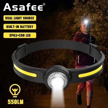 Asafee Легкая силиконовая фара COB, USB-зарядка, наружный ночной ходовой свет, водонепроницаемая индукционная фара