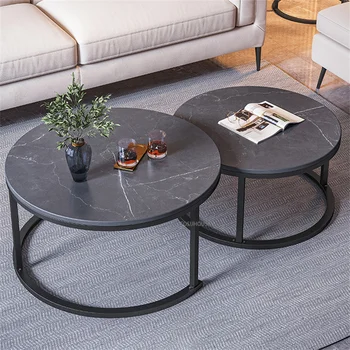 Журнальный столик из скандинавского сланца для мебели в гостиную, легкий роскошный Маленький круглый чайный столик, простой домашний приставной столик для гостиной