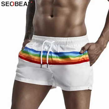 Мужская одежда Летние шорты из 100% полиэстера быстросохнущие спортивные пляжные шорты в радужную полоску для отдыха на море Повседневные шорты