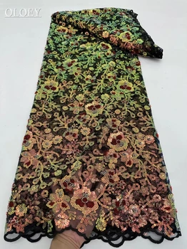 Мода 2023 Французская вышивка Бисером Кружевная ткань в Африканском Нигерийском стиле С блестками Ткань для свадебного платья
