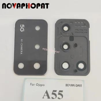 Стеклянный объектив задней камеры Novaphopat + держатель крышки рамки объектива камеры для Oppo A55 5G PEMM00