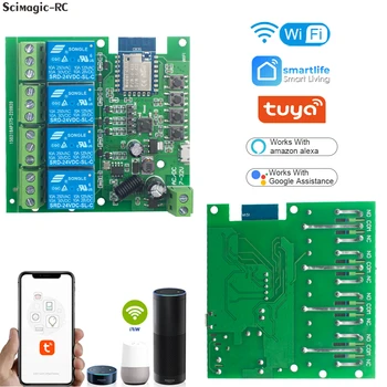 Умный Переключатель Tuya 4-Канальный Модуль Wi-Fi с Дистанционным Управлением RF433 Приложение Tuya Smart Life Работает С Alexa Google Home 7-32 В 85-250 В