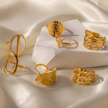 Ретро Дизайнерские кольца неправильной формы Для женщин, Подарок из нержавеющей Стали для подруги, Эстетичные Регулируемые Корейские Аксессуары, Ювелирные изделия