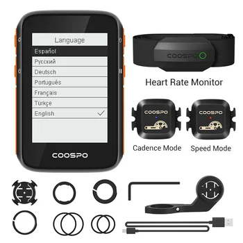 Coospo BC200 GPS велокомпьютер 2,4-дюймовый ANT + Bluetooth 5,0, Велосипедный спидометр, Одометр, держатель для многоязычной поддержки езды на велосипеде