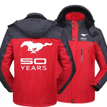 Зимняя мода, логотип Mustang 50 Years, мужские флисовые водонепроницаемые куртки, утепленные толстовки на молнии, теплая верхняя одежда высокого качества.