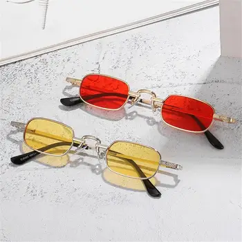 1шт для женщин, мужчин, маленькие прямоугольные солнцезащитные очки в металлической оправе в стиле ретро, панк, Винтажные солнцезащитные очки для путешествий, защита от UV400, Солнцезащитные очки