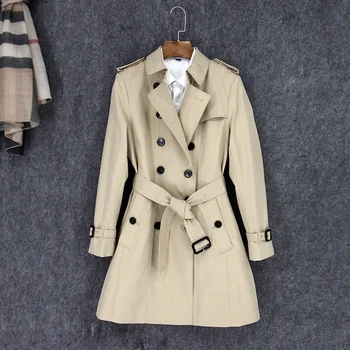 Короткая ветровка в британском стиле для женщин, весенне-осеннее женское пальто с новой отделкой, тренч