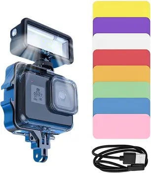 Подводные фонари REYGEAK Dive Light, водонепроницаемая лампа с регулируемой яркостью, 8 цветных фильтров, для экшн-камеры Hero 11/10/9