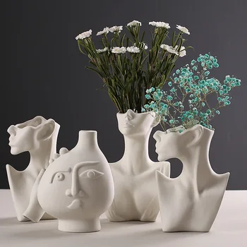 Керамическая ваза для сухих цветов из человеческого тела, простое обожженное украшение, гостиная, проживание в семье, офис, украшение дома, креативный скандинавский мод