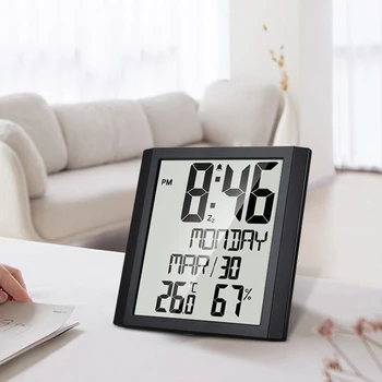 TS 8608 Многофункциональные электронные настенные часы Измеритель температуры и влажности Большой экран с цифровым дисплеем 3 x 1,5 В AAA TS
