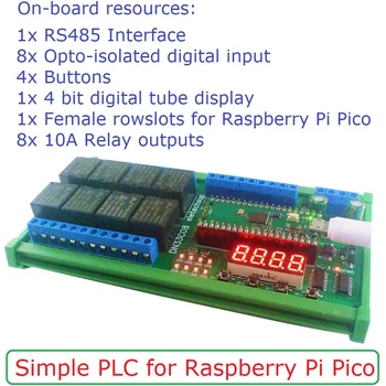 DC 12V 24V 8-канальный Многофункциональный таймер задержки RS485 Модуль реле Modbus для Raspberry Pi Pico Simple Open PLC Python C ++